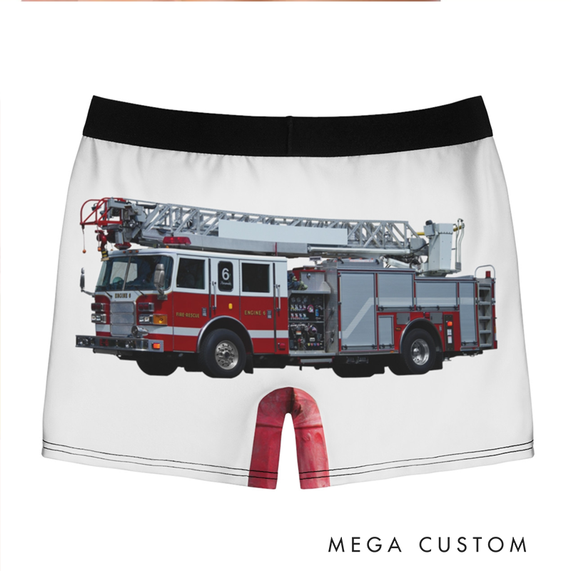 Personalized Firefighter Themed Funny Boxers with Fire Hydrant and Get Wet Design Playful Gift for Firefighter