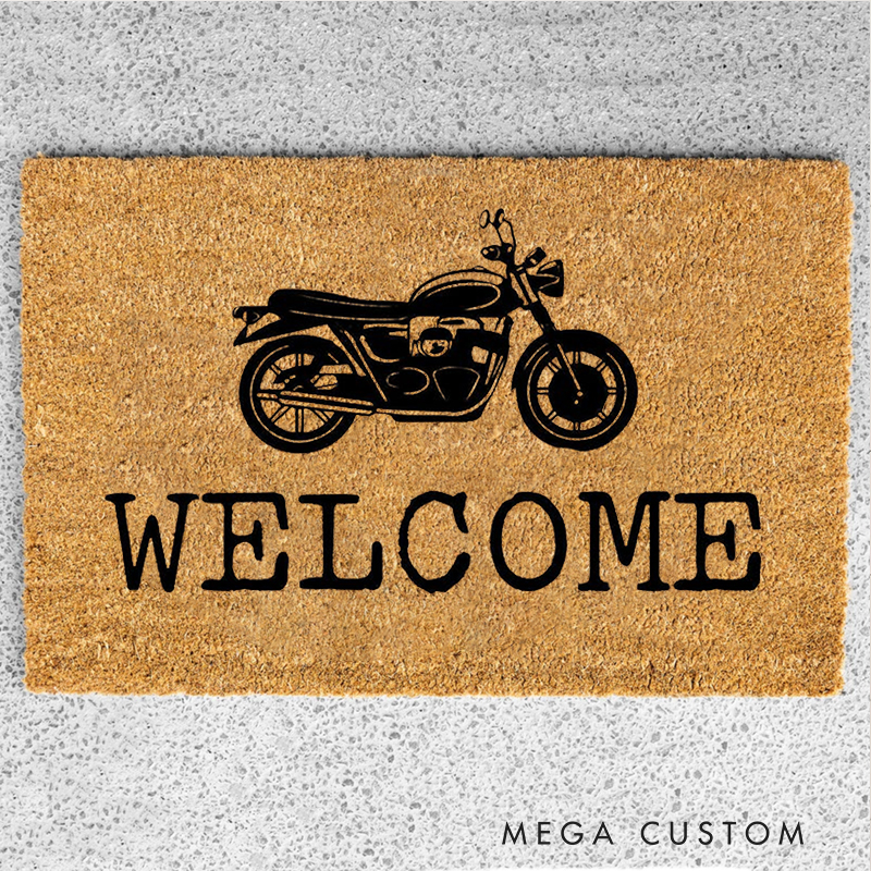 Personalized Motorcycle Welcome Doormat Custom Bike Design Doormat for Motorcyclist and Motorsport Lovers