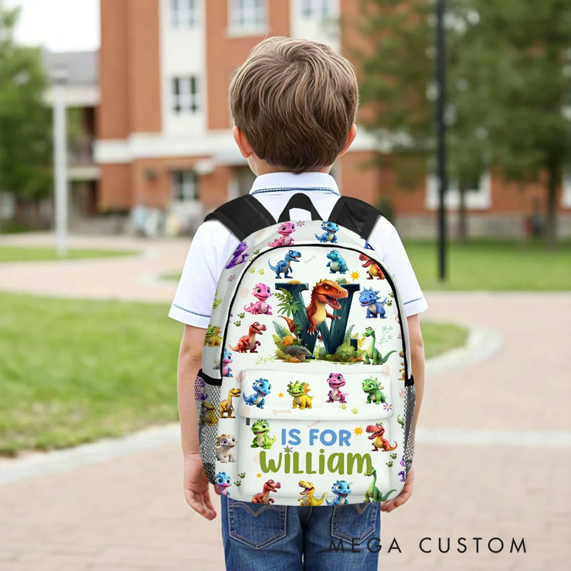 Personalized Cute Excavator Dinosaur Fantasy Unicorn Backpack with Name and Side Pockets Back to School Birthday Gift for Boys Girls