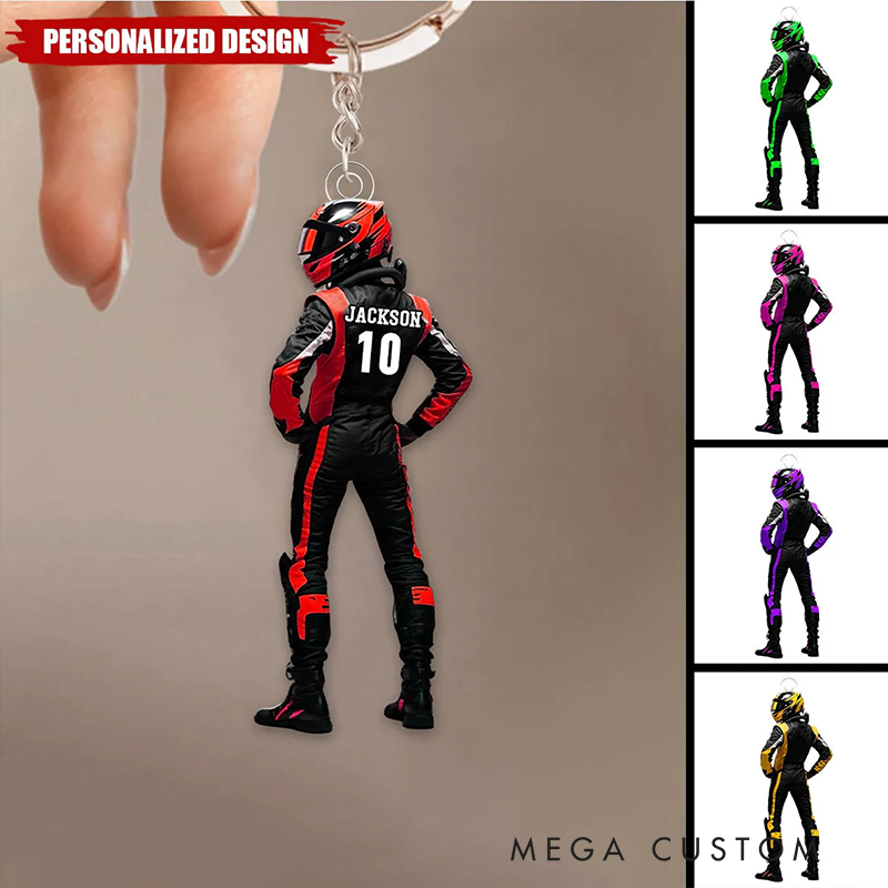 Personalized Acrylic Keychain Custom Racer Name Keychain Gift for Racer and Car Lovers