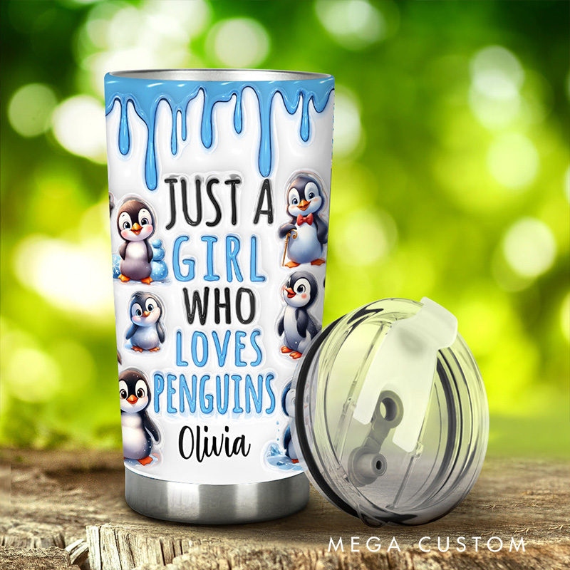 Personalized Penguin Lover Tumbler with Adorable Penguin Design and Custom Name for Penguin Enthusiasts Tumbler