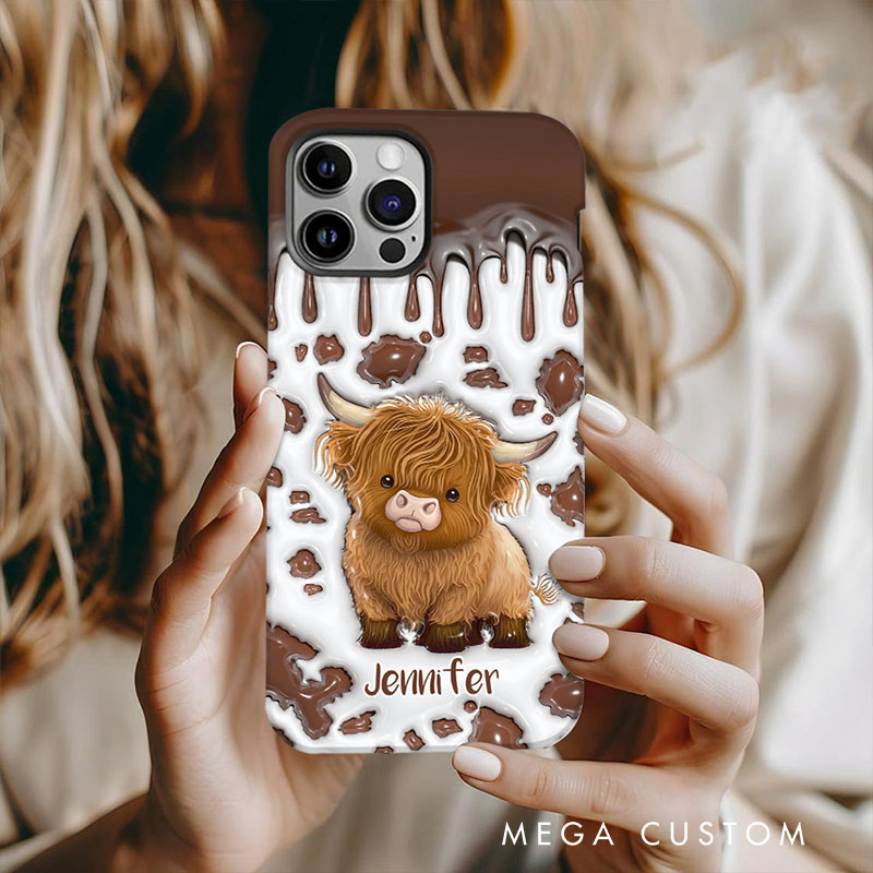 Personalized Highland Cow Phone Cases with Cute Cow Design and Custom Name for Animal Lovers and Unique Style Phone Cases