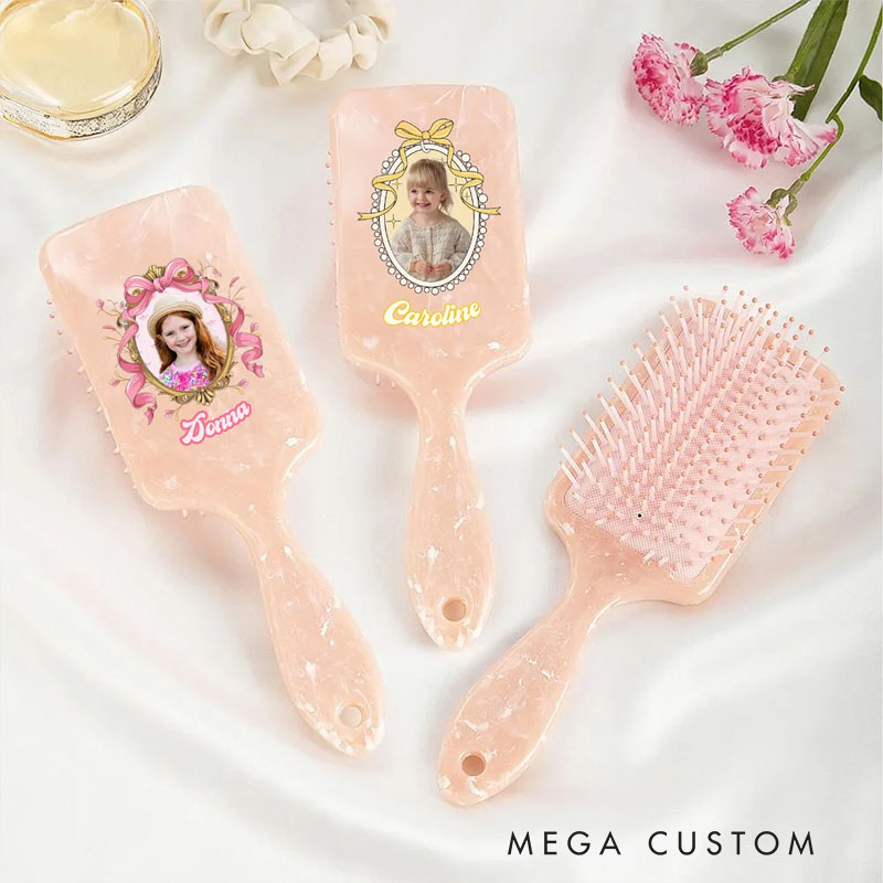 Personalized Photo Hair Brush Anti-Static Massage Comb with Name Bachelorette Party Birthday Christmas Gift for Daughter Girl