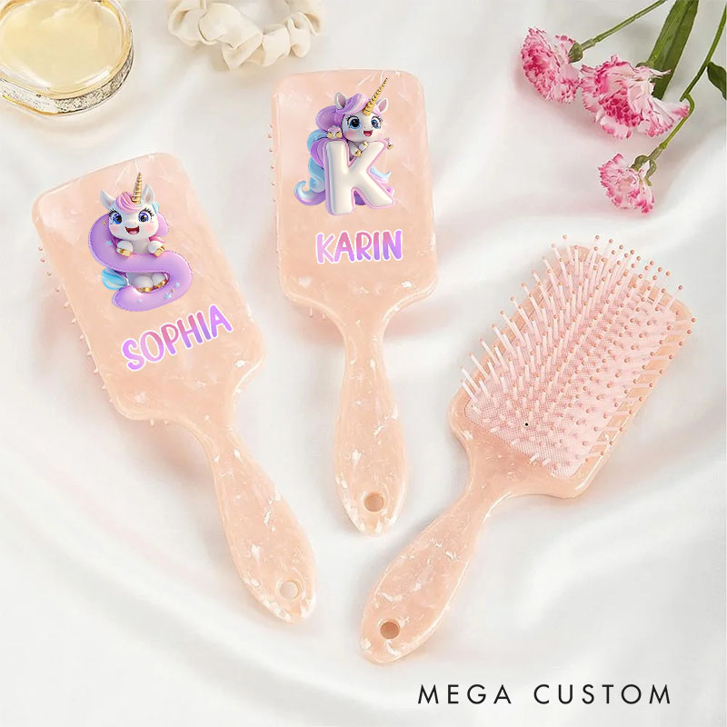 Personalized Unicorn Hair Brush with Custom Name and Cute Magical Design for Kids and Fun Grooming Experience Hair Brush