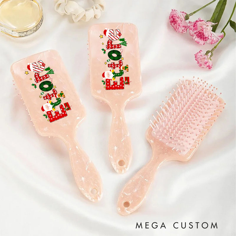 Personalized Holiday Hair Brush with Custom Name and Cheerful Christmas Design for Festive and Fun Grooming Hair Brush