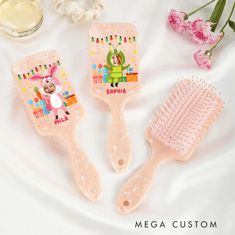 Personalized Photo Hair Brush with Custom Name and Colorful Design for Kids and Fun Grooming Hair Brush