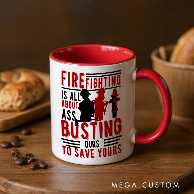 Personalized Firefighter Themed Mug with Custom Name Option Thoughtful Gift for Firefighters