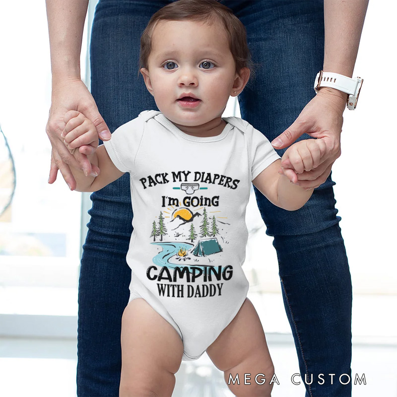 Personalized Camping Baby Bodysuit with Scenic Nature Graphics and Fun Quote for Outdoor Adventures and Family Trips Baby Bodysuit