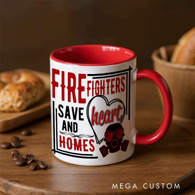 Personalized Firefighter Themed Mug with Custom Name Option Heartwarming Gift for Firefighters
