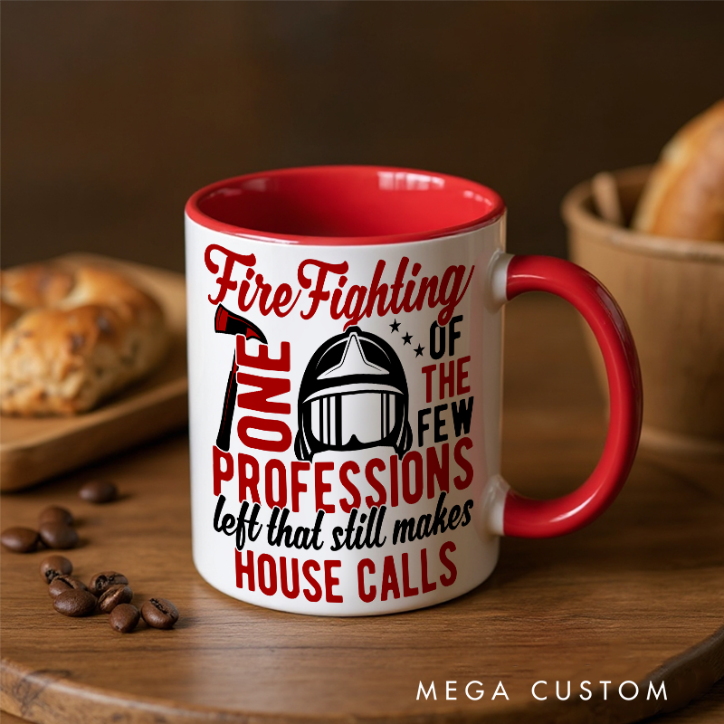 Personalized Firefighter Themed Mug with Fire Dept Emblem and Quote Unique Gift for Firefighters