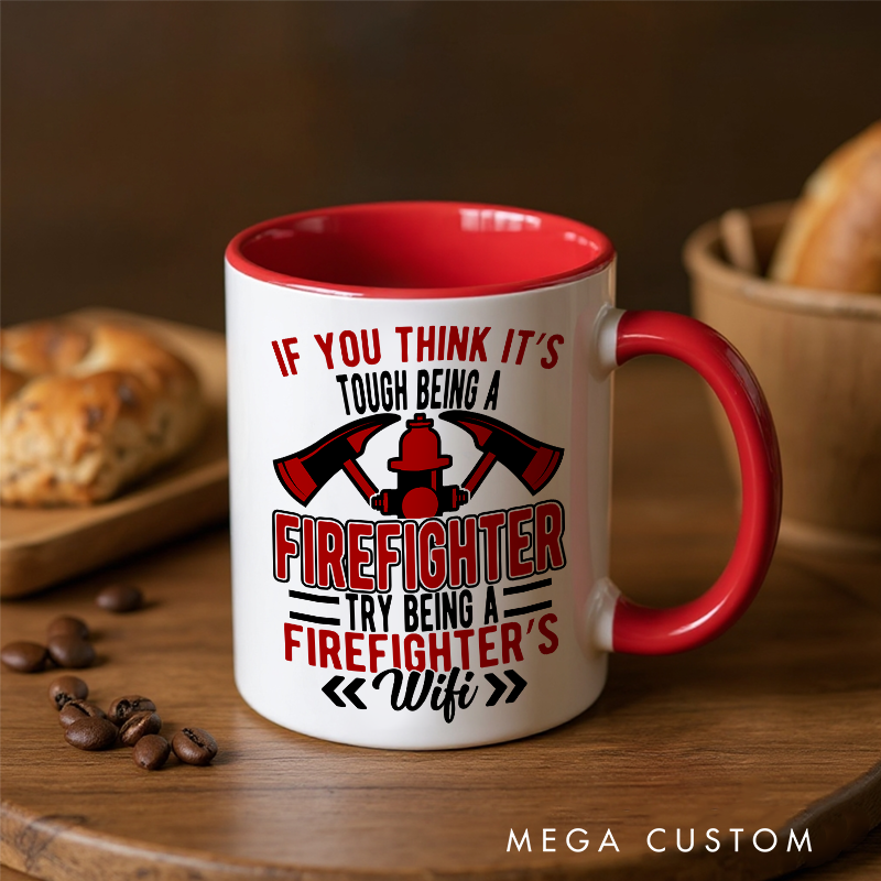 Personalized Firefighter Themed Mug with Custom Name Option and Firefighter’s Wife Quote Perfect Gift for Firefighter Families