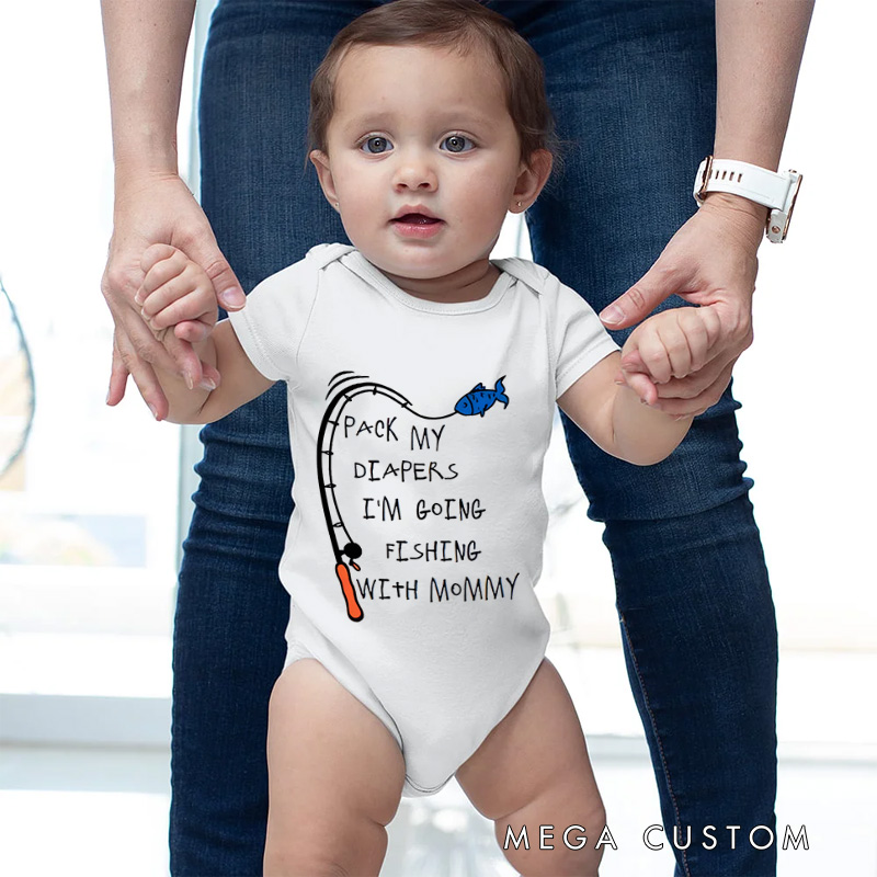 Personalized Fishing Baby Bodysuit with Cute Fishing Rod Graphic and Playful Quote for Little Anglers and Family Fun Baby Bodysuit
