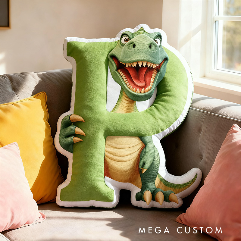 Personalized Dinosaur Letter Cartoon Cute Kids Room Custom Name Gift Fun Decorative Throw Pillows