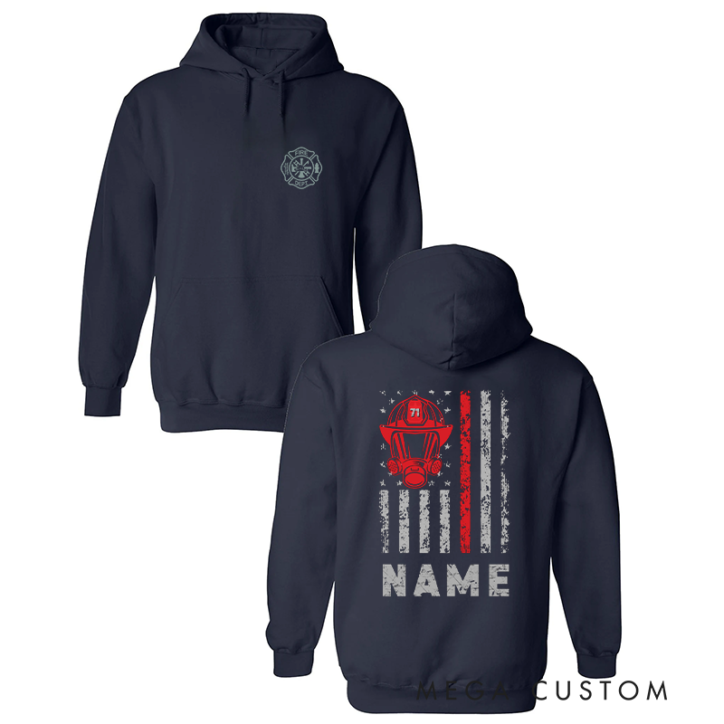 Personalized Firefighter Hoodie Custom Name and Helmet Design Gift for Firefighting Heroes