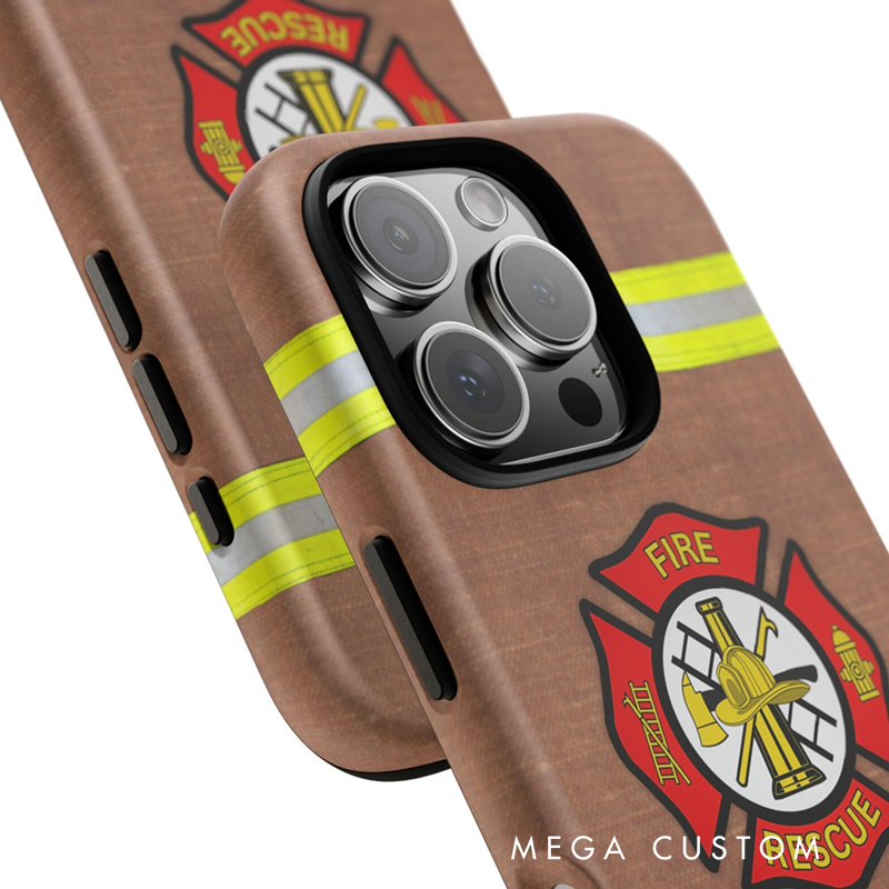 Personalized Firefighter Phone Case Custom Name Reflective Stripes Perfect Gift for Firefighters Fire Rescue Enthusiasts