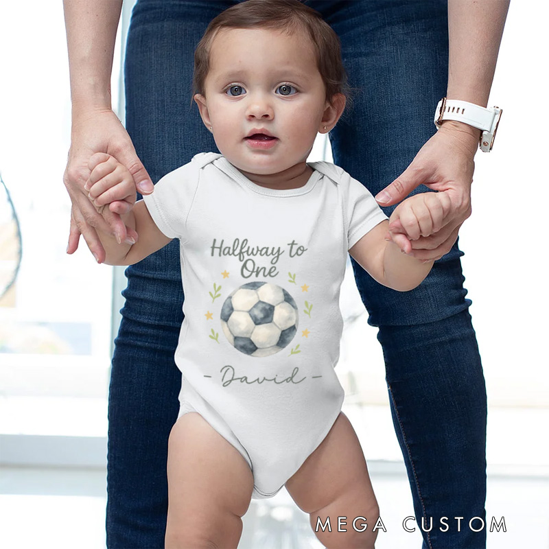 Personalized Soccer Ball Name Custom Baby Gift Cute Sports Fan Waiting For Goals Fun Soft Comfortable Baby Bodysuit