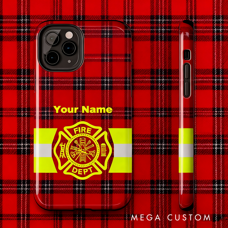 Personalized Firefighter Phone Case with Custom Name and Fire Dept Emblem Perfect Gift for Firefighters