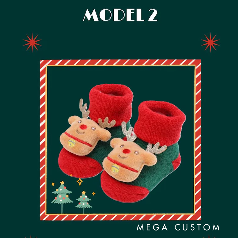 Personalized Baby Holiday Gift Cozy Warm Winter Footwear Cute Festive Santa Style Adorable Red Baby Christmas Socks