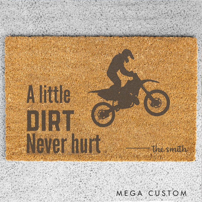 Personalized Motocross Doormat Custom Name Dirt Bike Welcome Mat for Motorcycle and Racing Lovers