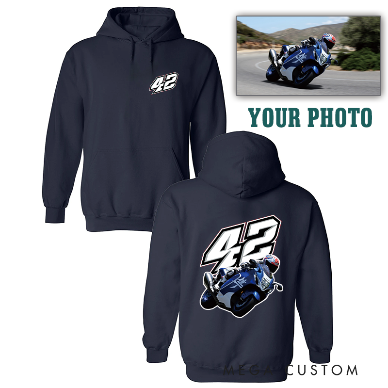 Personalized Sportbike Hoodie with Custom Number and Rider Graphic Perfect Gift for Motorcycle Racing Enthusiasts