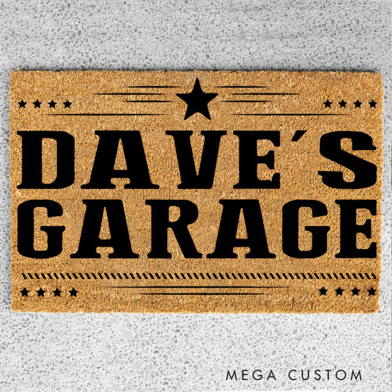 Personalized Garage Doormat Custom Name Welcome Mat for Car Lovers and Man Cave Decor