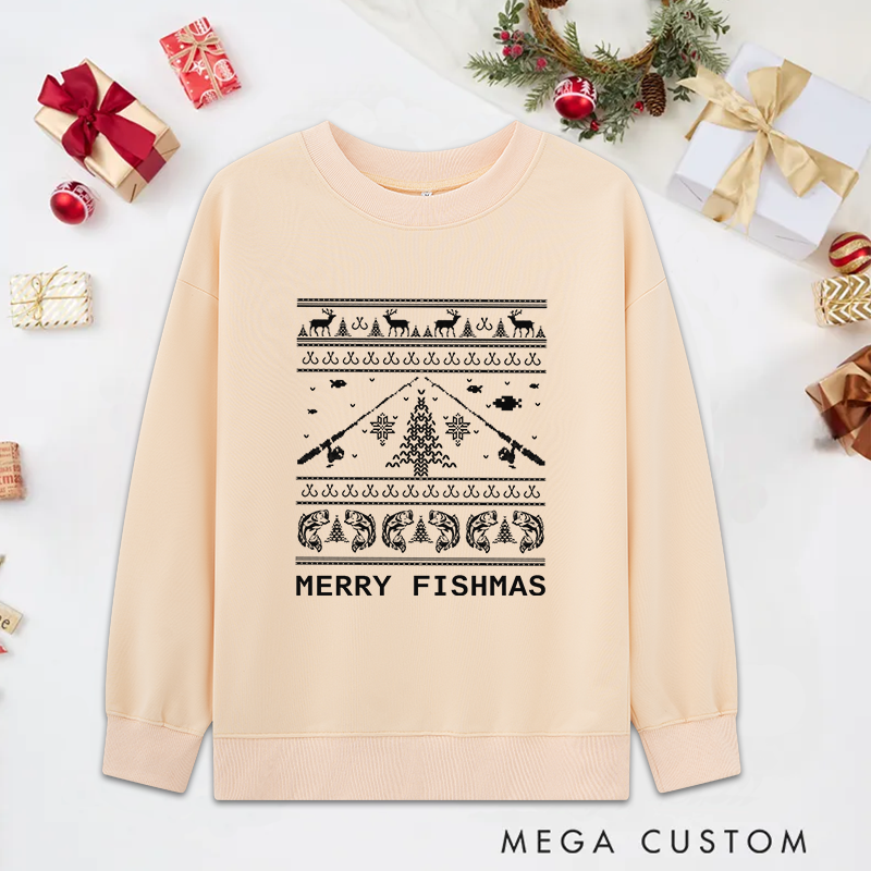 Personalized Fishing Christmas Sweatshirt Fisherman Christmas Gifts Funny Fishing Sweatshirt Mens Fishing Sweatshirt Fishing Gifts for Fishing Lover