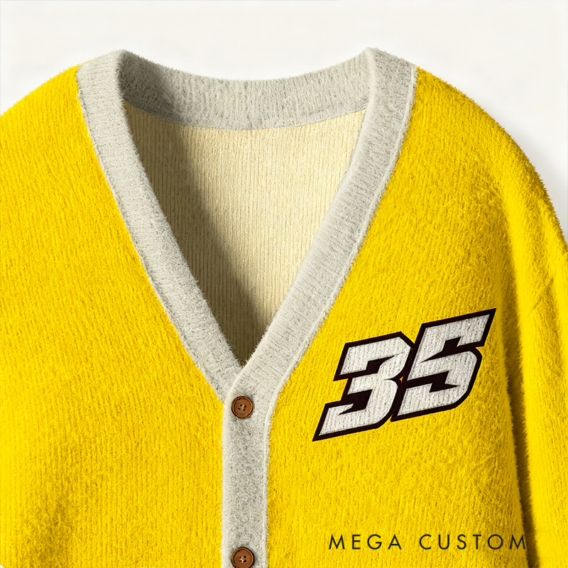 Personalized Racing Cardigan Sweater with Custom Number and Festive Design Perfect Christmas Gift