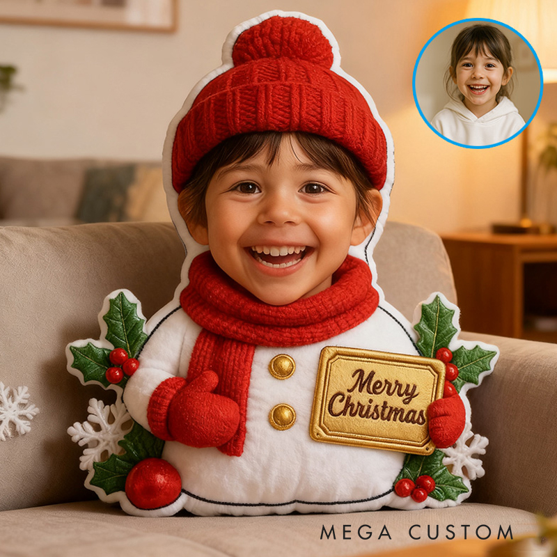 Personalized Snowman Santa Hat Custom Name Soft Decorative Gift Holiday Style Cozy Winter Home Warm Christmas Joy Magic Graphic 3D Print Pillow