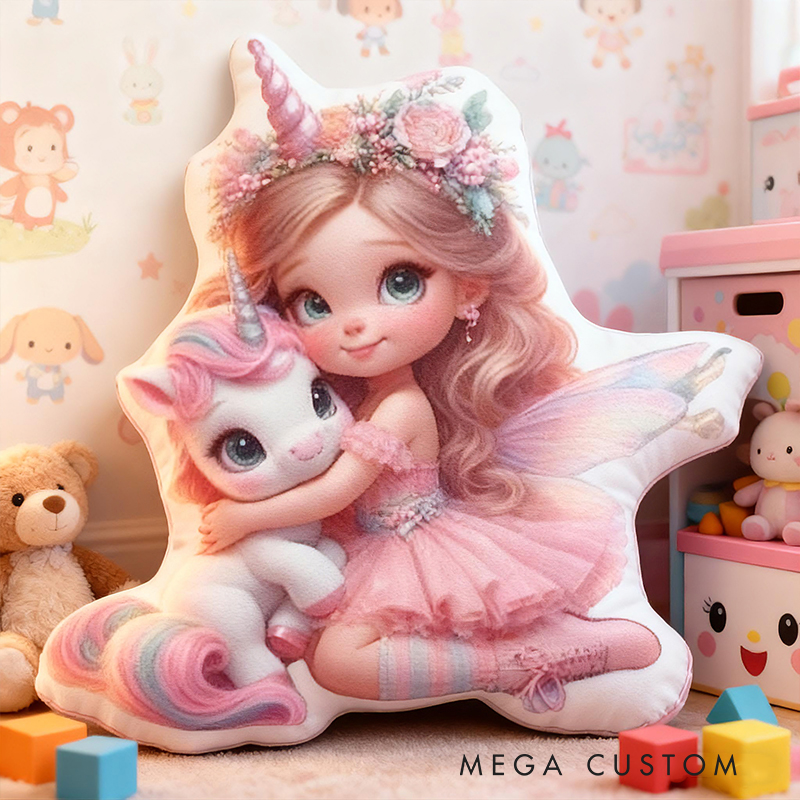 Personalized Fairy Princess Custom Name Soft Decorative Gift Magical Fantasy Style Cozy Bedroom Pink Dream Lovely Sparkle Cute Graphic 3D Print Pillow