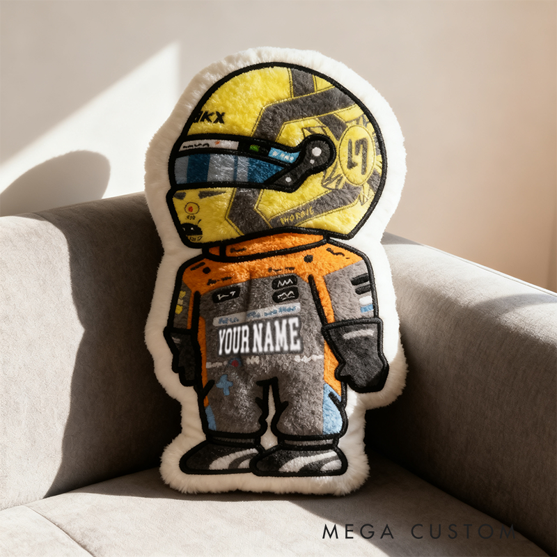 Personalized Vehicle Racing Driver Shaped Pillow with Custom Name Unique Gift for Racing Fans