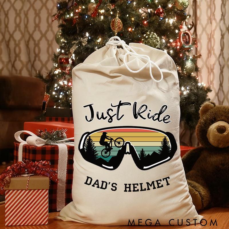 Personalized Merry Christmas Sack Family Christmas Gift Wrap Bag Helmet Bag Cycling Gift Bag Fathers Day Cycling Gift Cotton Cycling Kit Sports Bag Gift for Cyclist Bicycle Biker Riding Lovers