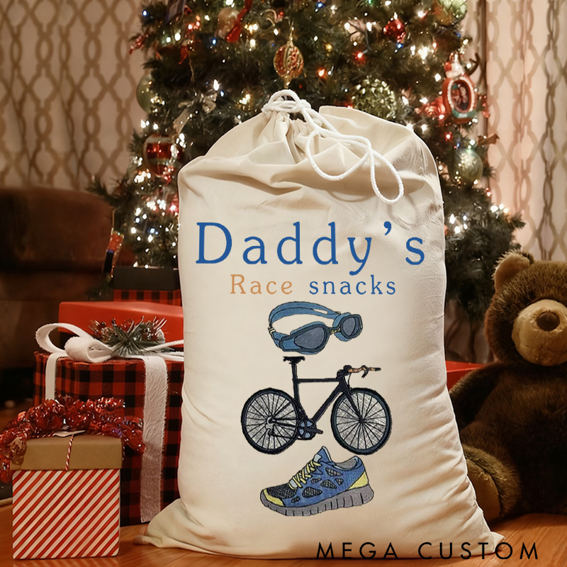 Personalized Merry Christmas Triathlon Sack Family Christmas Gift Wrap Bag Cycling Gift Cotton Cycling Kit Sports Bag Gift for Cyclist Bicycle Biker Riding Lovers