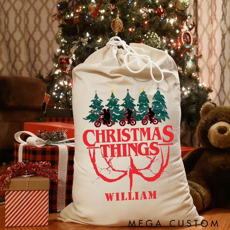 Personalized Merry Christmas Things Sack Family Christmas Gift Wrap Bag Cycling Gift Cotton Kids Friendship Cycling Kit Sports Bag Gift for Cyclist Bicycle Biker Riding Lovers