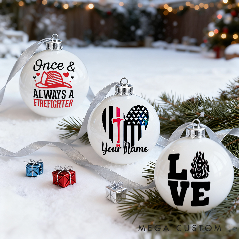 Personalized Firefighter Christmas Ornaments Heartfelt Designs Set of 3 Holiday Decorations
