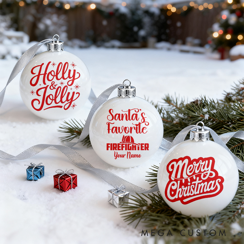 Personalized Firefighter Christmas Ornaments Festive Holiday Designs Set of 3 for Firefighter Family