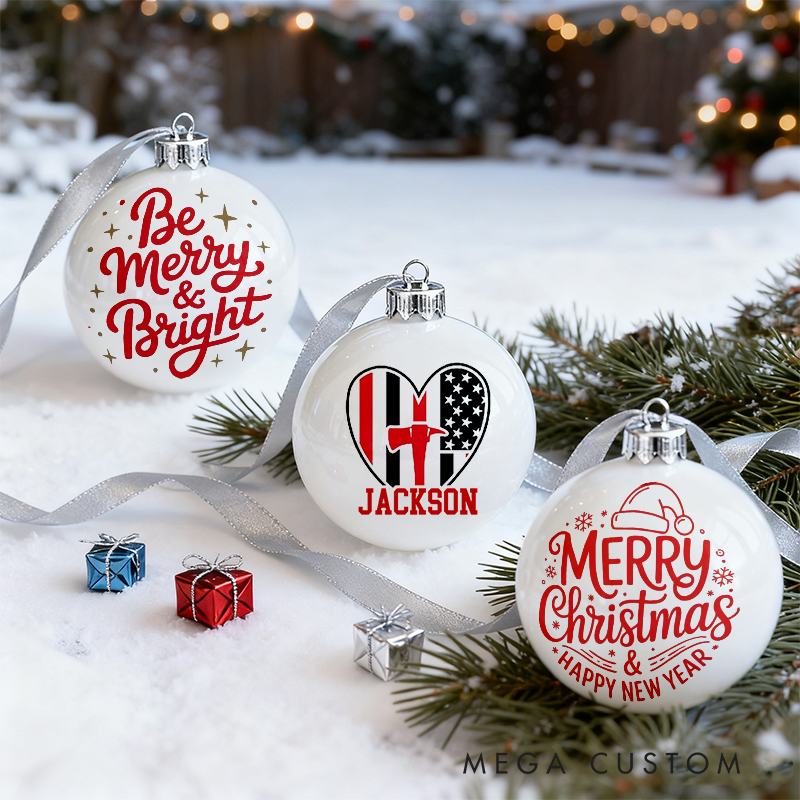 Personalized Firefighter Christmas Ornaments Festive and Patriotic Designs Set of 3 for Firefighter Family