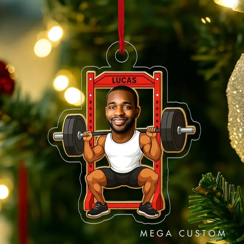 Personalized Body Builder Custom Name Gymer Acrylic Ornament Christmas Tree Decoration Gift for Fitness Lovers
