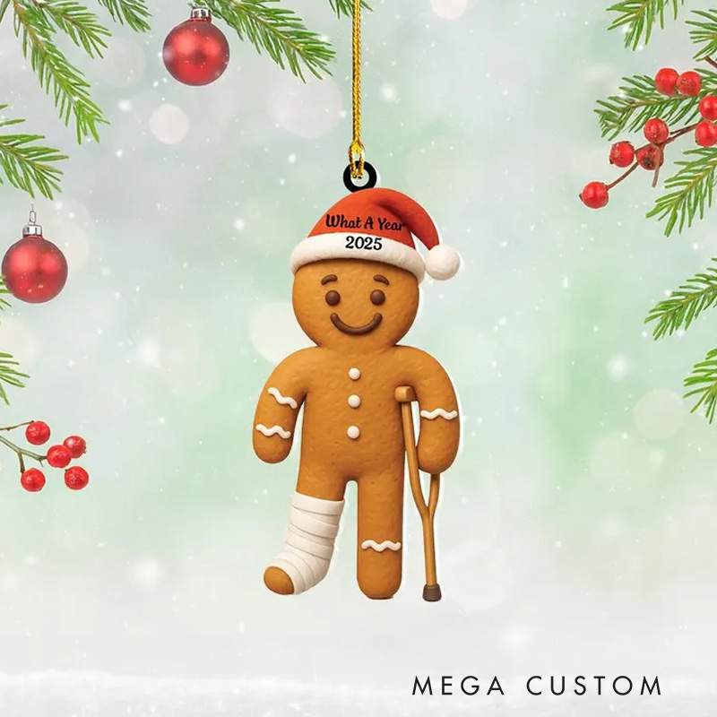 Personalized Broken Gingerbread Ornament Funny Hysterectomy Surgery Recovery Ornament for Gym Lovers
