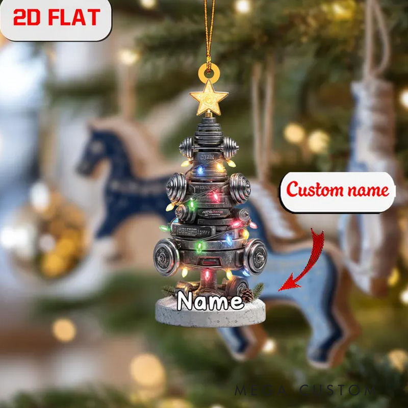 Personalized Custom Gym Christmas Ornament Weightlifting Tree Decor for Gym Lovers