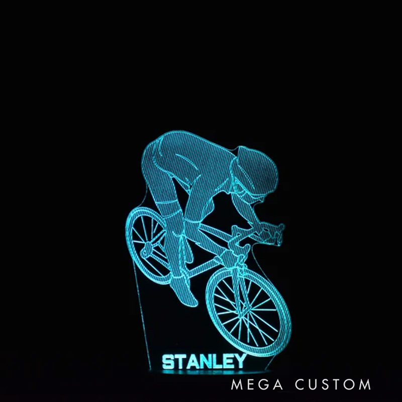 Personalized Racing Bike LED Night Light Custom Name Bicycle Led Lamp Biker Birthday Gift Cyclist Bedroom Decor Cycling Sign Engraved Bike Lamp