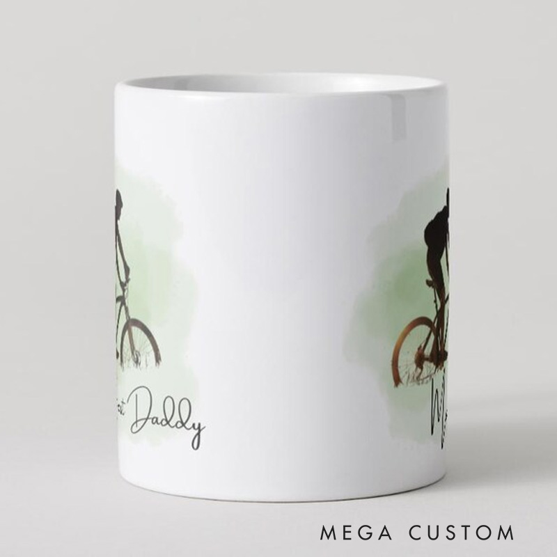 Personalized Cyclist Mug Mountain Bike Silhouette Custom Name for Biker Cycling Riding Lovers