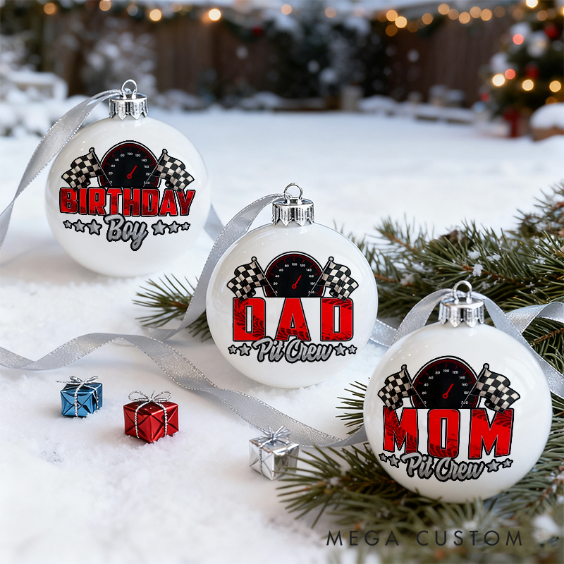 Personalized Racing Themed Christmas Ornaments Custom Designs Set of 3 Gift for Racing Fans