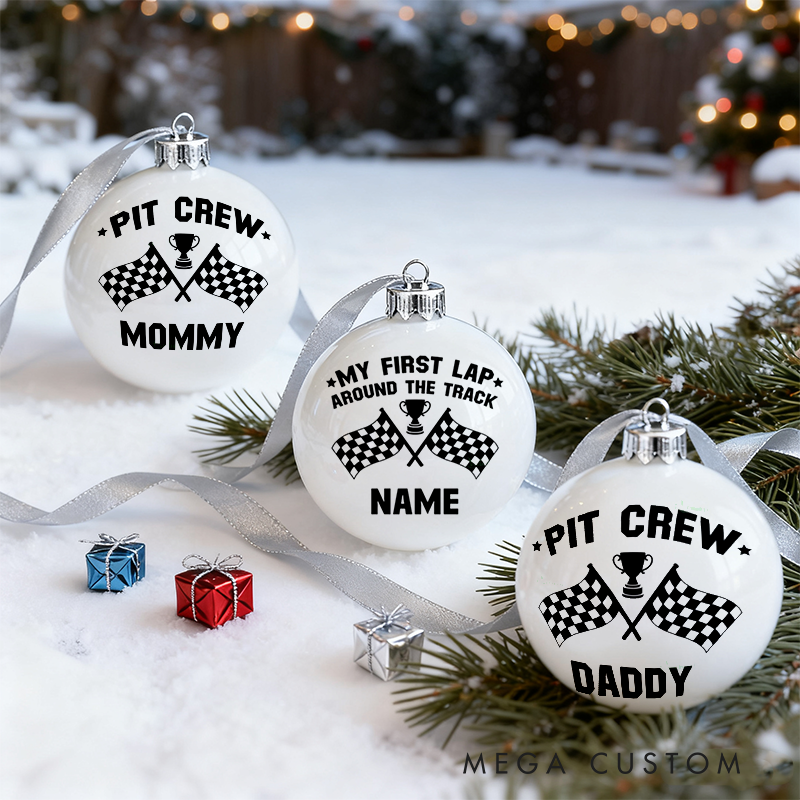 Personalized Racing-Themed Christmas Ornaments Custom Designs Set of 3 Gift for Racing Families