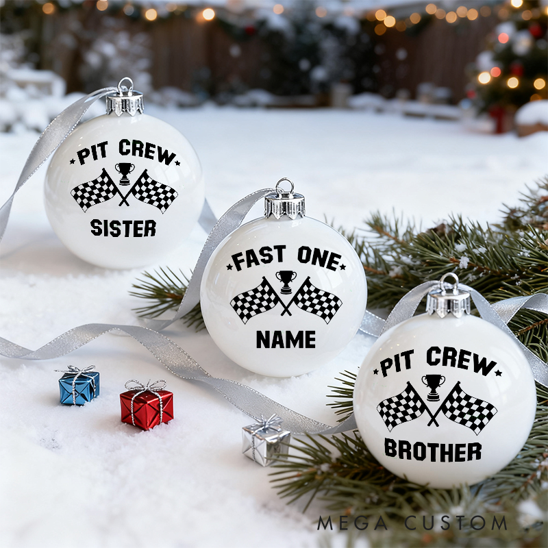 Personalized Racing Themed Christmas Ornaments Custom Designs Set of 3 Gift for Racing Families