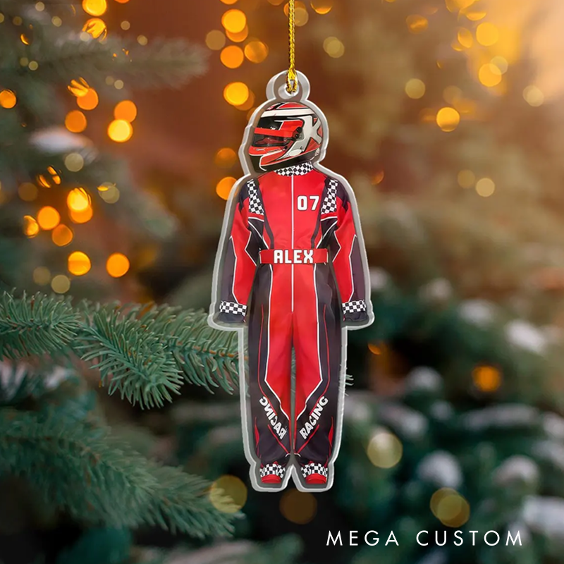 Personalized Racer Suit Ornament Customizable Design Gift Acrylic Ornament for Racing Motorsport Enthusiasts