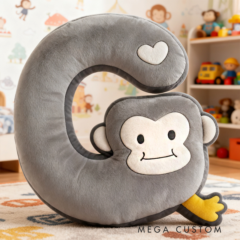 Personalized Animal Letter Custom Name Soft Decorative Gift Cute Animal Style Cozy Nursery Sweet Baby Room Playtime Fun Graphic 3D Print Pillow