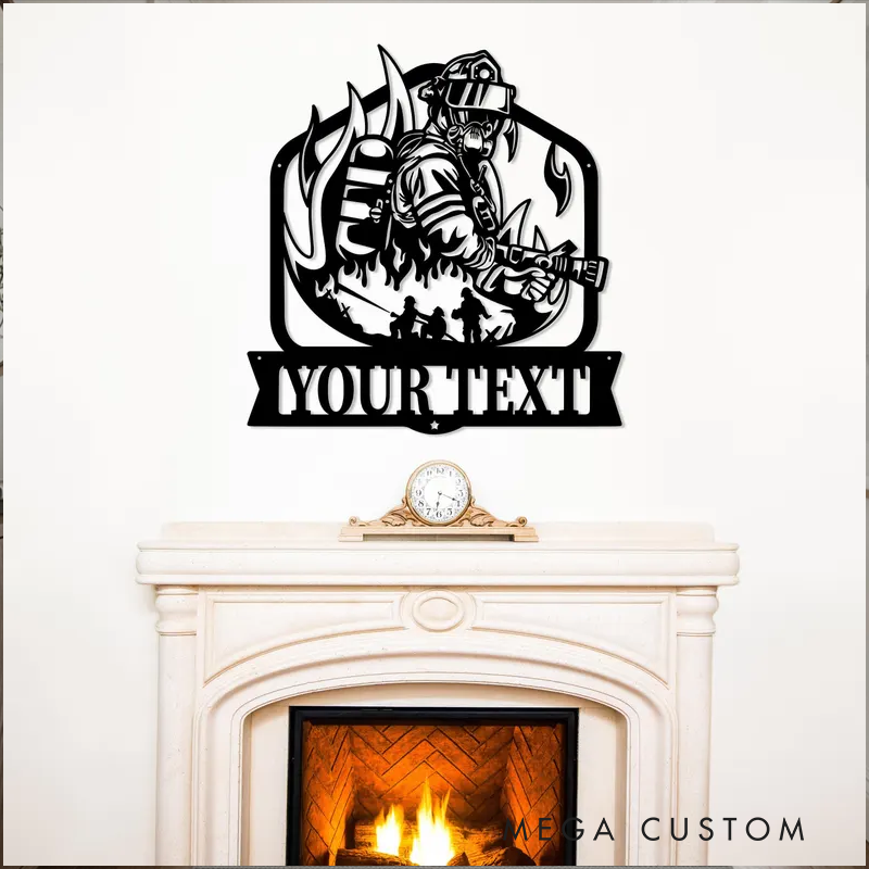 Personalized Firefighter Themed Metal Wall Art with Custom Text Gift for Firefighters and Everyday Heroes