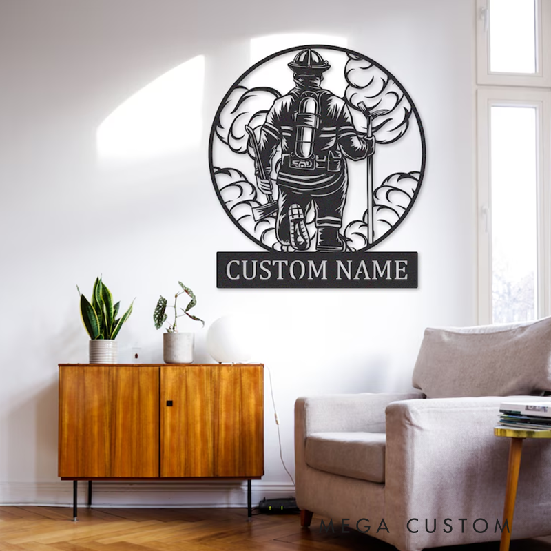 Personalized Firefighter Metal Wall Art with Custom Name Unique Gift for Firefighters Families