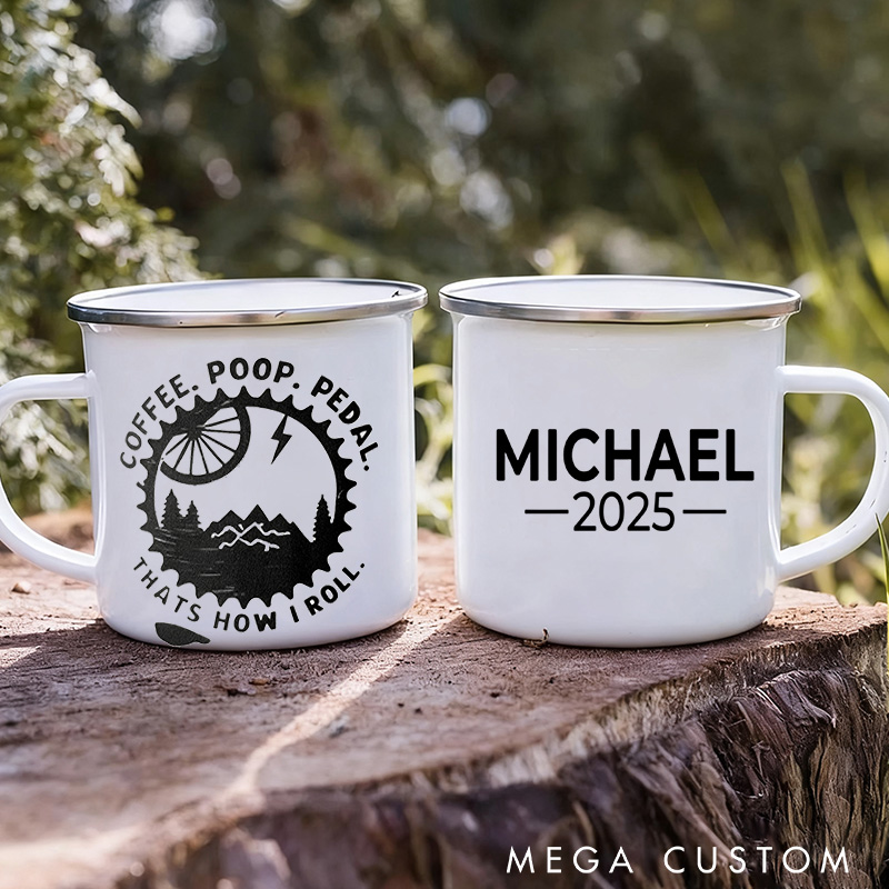 Personalized Mountain Bike This Is How I Roll MTB Cyclist Coffee Poop Pedal Mountain Biker Road Bike for Cycling Riding Lovers