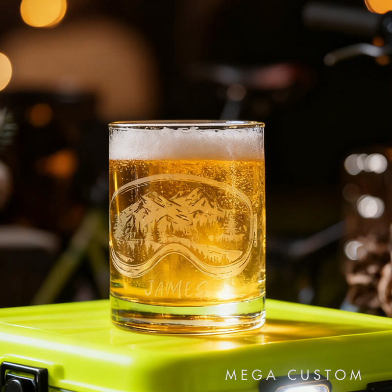 Personalized Cycling Ski Goggles Glasses Skier Snowboarder Whiskey Wine  Beer Glassware Winter Themed Drinkware Snow Sports Gift Mountain Cabin Home Decor Bike Sports Gift Outdoor Road Bike Enthusiasts